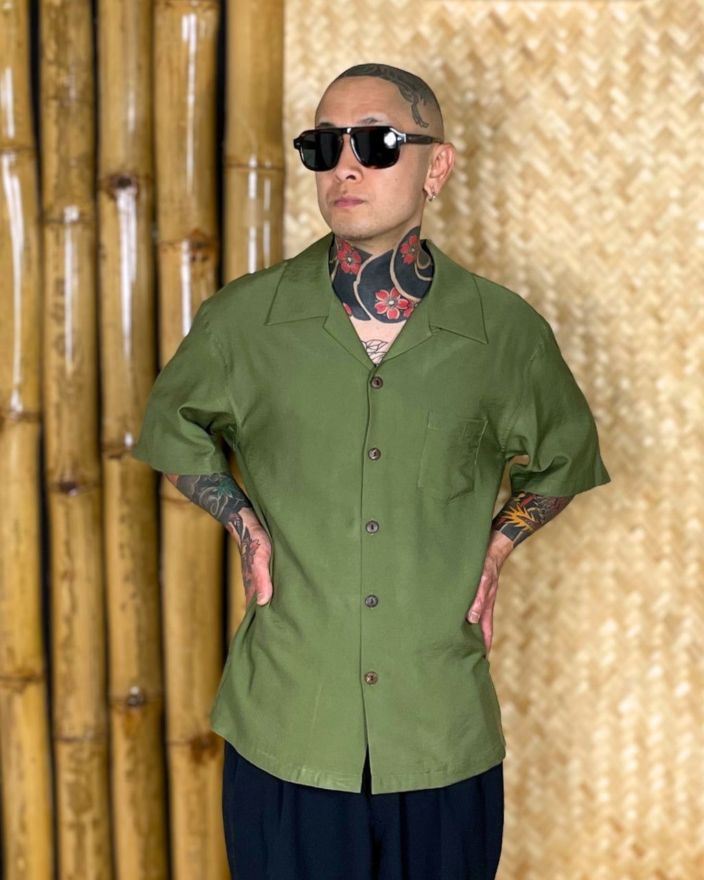 Tropical Hawaiian Shirt khaki
