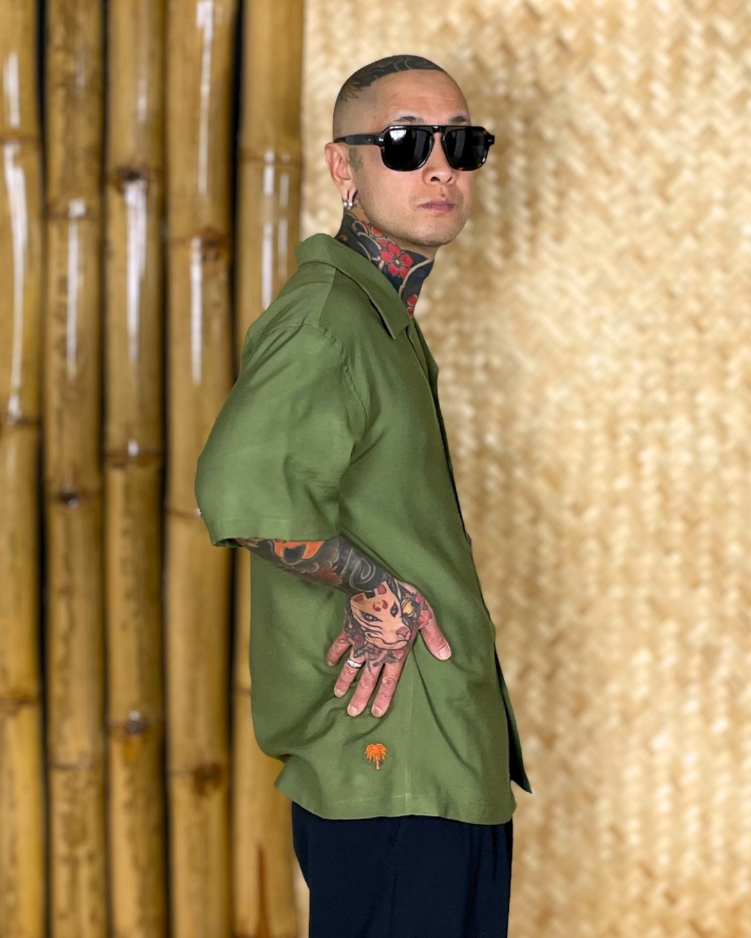 Tropical Hawaiian Shirt khaki
