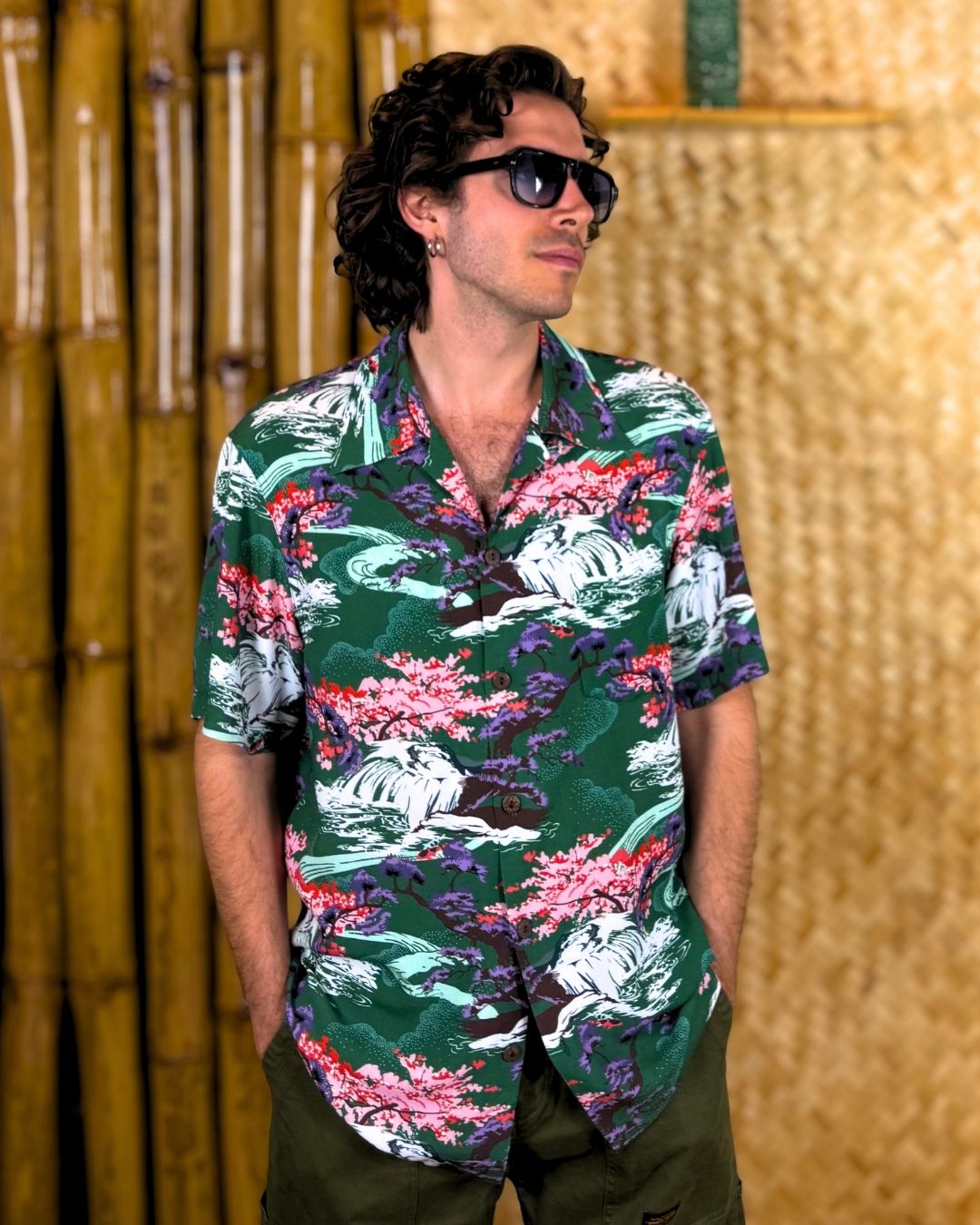 Wailani Hawaiian Shirt green