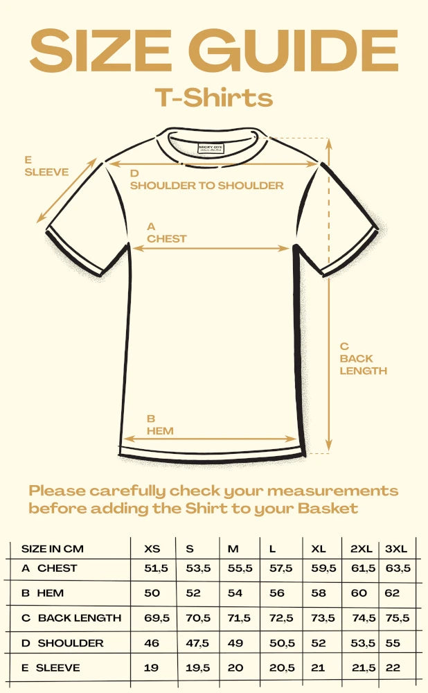 Size chart for Hawaiian Luau
